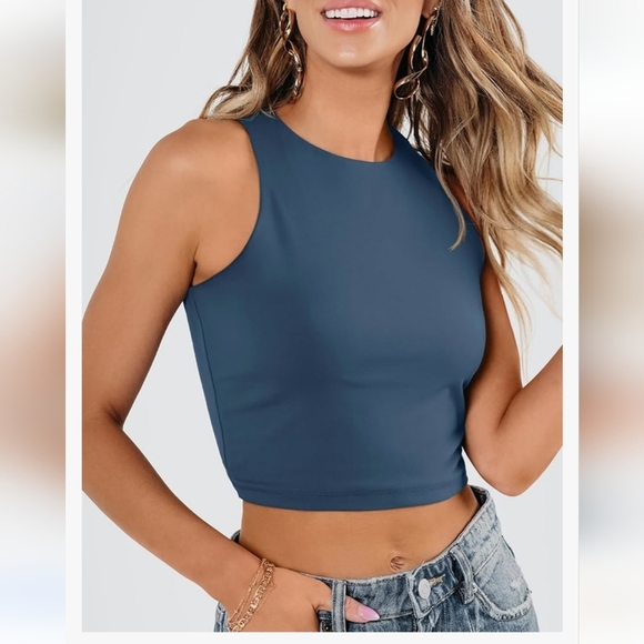 Tops - Sexy Sleeveless‎ High Neck Crop Top Tank